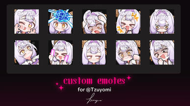Tzuyomi's custom emotes Tzuyomi's custom emotes
